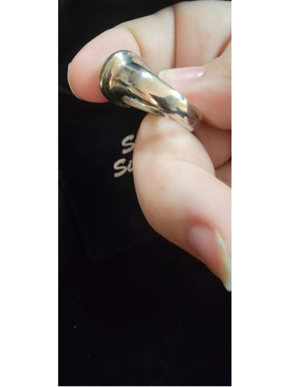Vtg Sterling Silver Black Faceted Glass Statement Ring Modernist Size 7 Tested - Picture 3 of 8